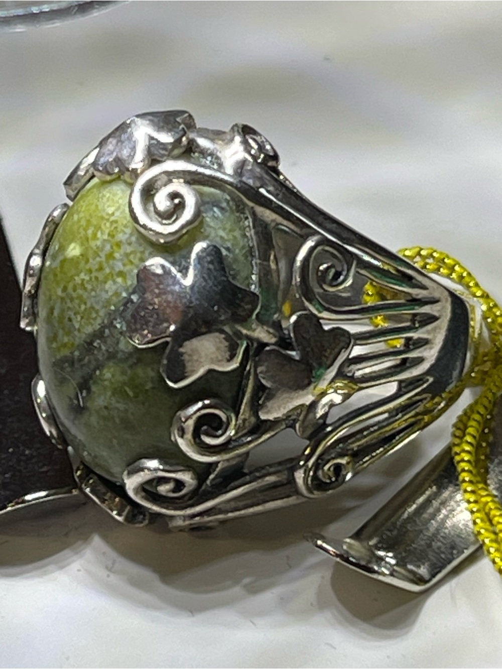 NWTGenuine Connemara Marble /Sterling Silver” 40 Shades of Green”Oval Ring Sz7.5